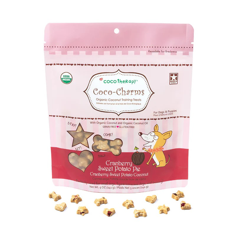 CocoTherapy Organic Coco-Charms Training Treats | Vegan Grain Gluten-Free Coconut Baked Treats For Dogs | Premium Pets Treats
