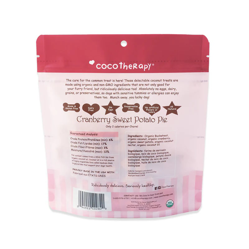 CocoTherapy Organic Coco-Charms Training Treats | Vegan Grain Gluten-Free Coconut Baked Treats For Dogs | Premium Pets Treats