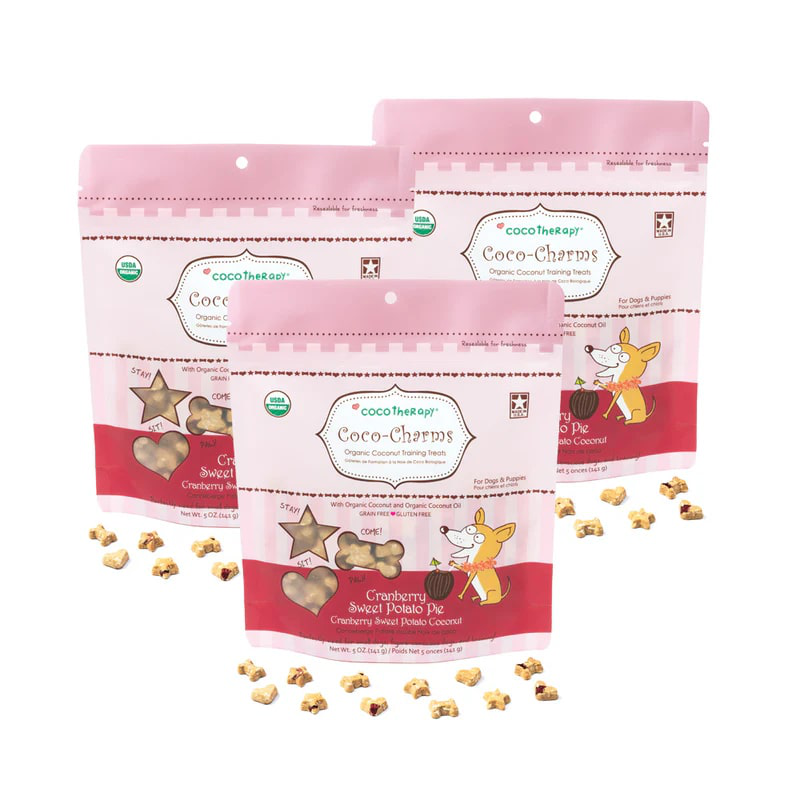 CocoTherapy Organic Coco-Charms Training Treats | Vegan Grain Gluten-Free Coconut Baked Treats For Dogs | Premium Pets Treats