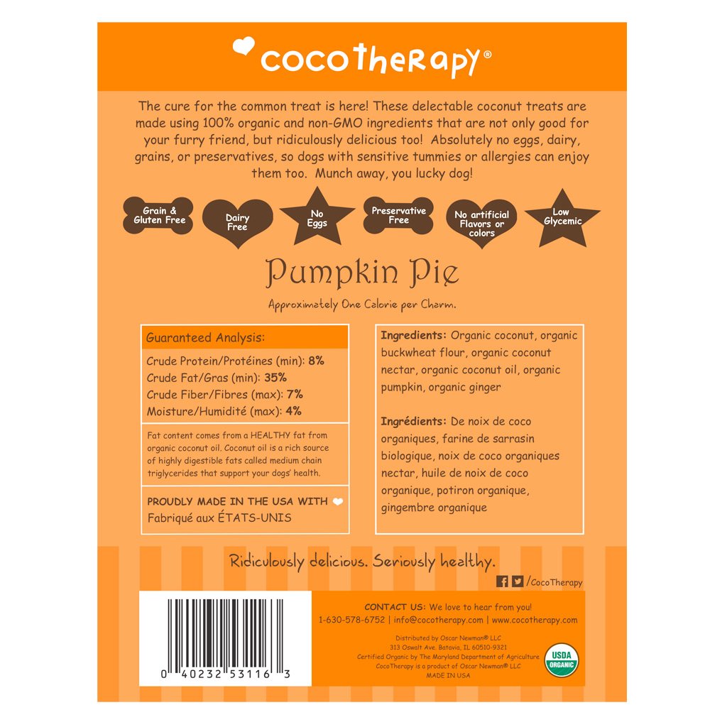 CocoTherapy Organic Coco-Charms Training Treats | Vegan Grain Gluten-Free Coconut Baked Treats For Dogs | Premium Pets Treats