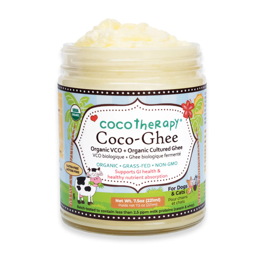 CocoTherapy Coco-Ghee Grass Fed Ghee (7.5oz) Gut Digestion Skin Constipation Support for Dogs Cats and Humans