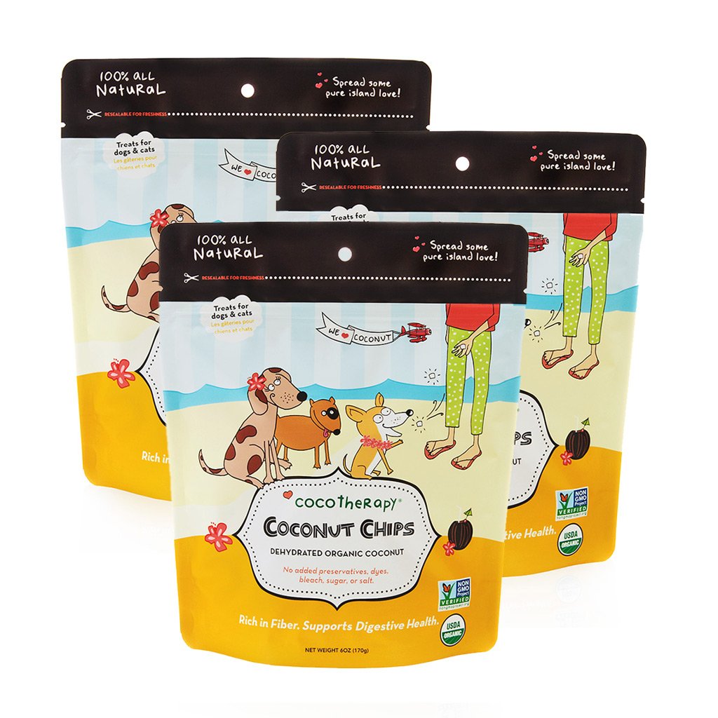 CocoTherapy Organic Coconut Chips | Constipation Soft Stools Digestive Fiber Support| Premium Pets Treats