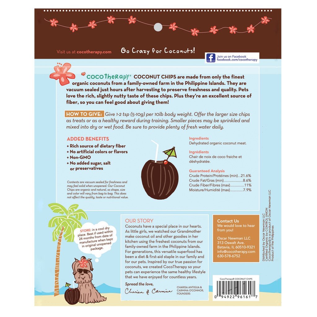 CocoTherapy Organic Coconut Chips | Constipation Soft Stools Digestive Fiber Support| Premium Pets Treats