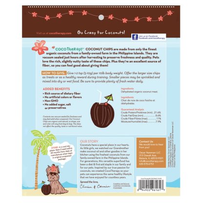 CocoTherapy Organic Coconut Chips | Constipation Soft Stools Digestive Fiber Support| Premium Pets Treats