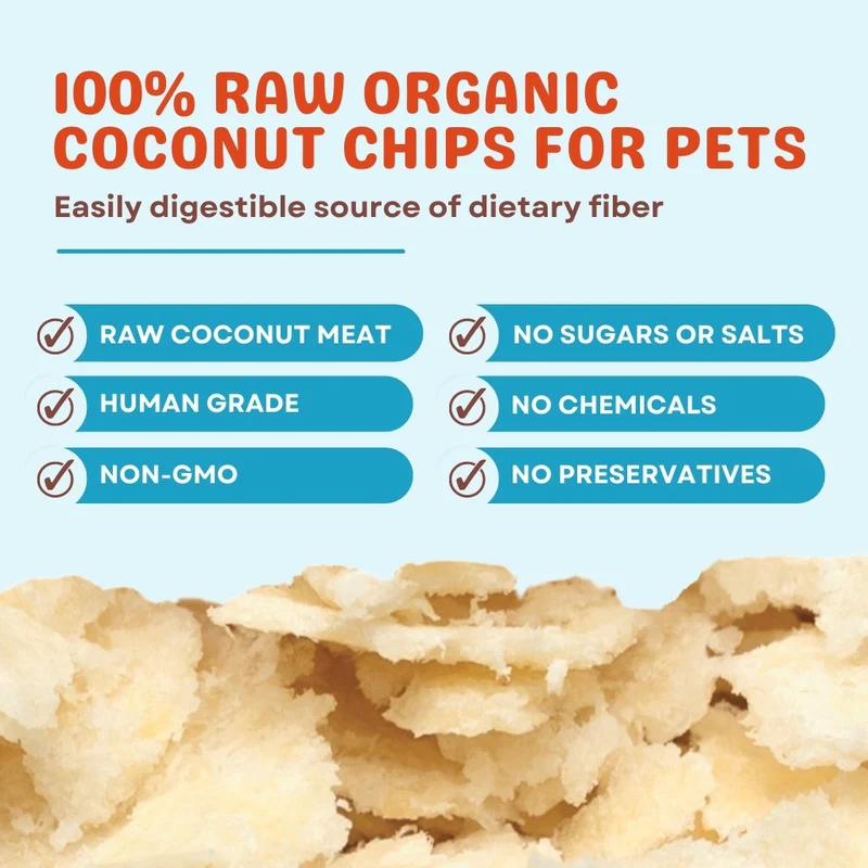 CocoTherapy Organic Coconut Chips (6oz) Fiber Digestive Constipation Support for Dogs and Cats