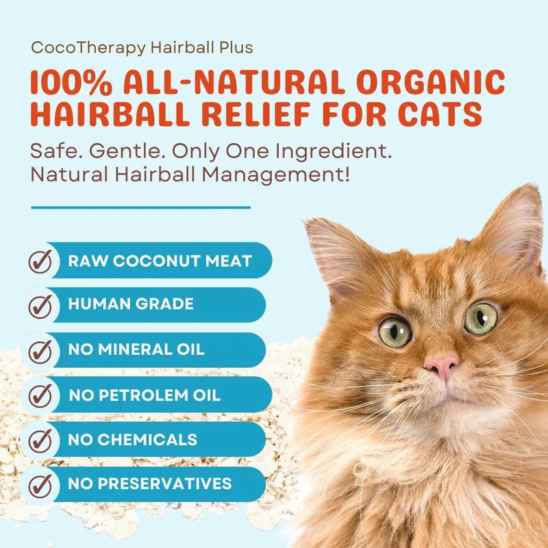 CocoTherapy Organic Cat Hairball Plus (7oz) Hairball Constipation Stool Support for Cats