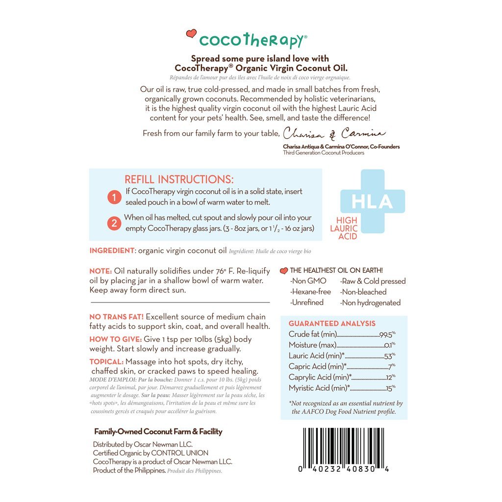 CocoTherapy Organic Therapeutic Grade Virgin Coconut Oil | Anti-Bacterial Skin Gastrointestinal Gut Support | Holistic Healthcare for Dogs, Cats and Pet Parents