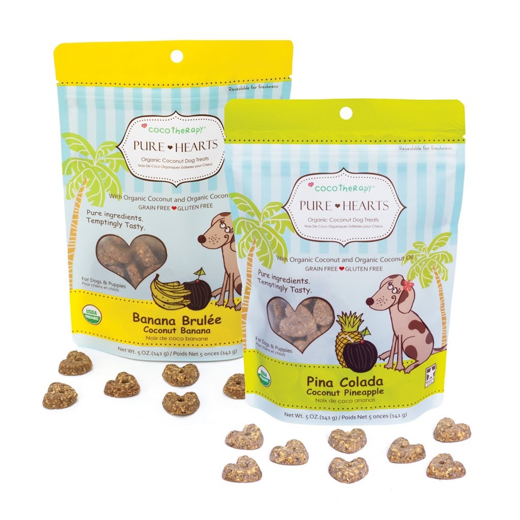 CocoTherapy Pure Hearts Vegan Coconut Cookie Treat Grain Free for Dogs