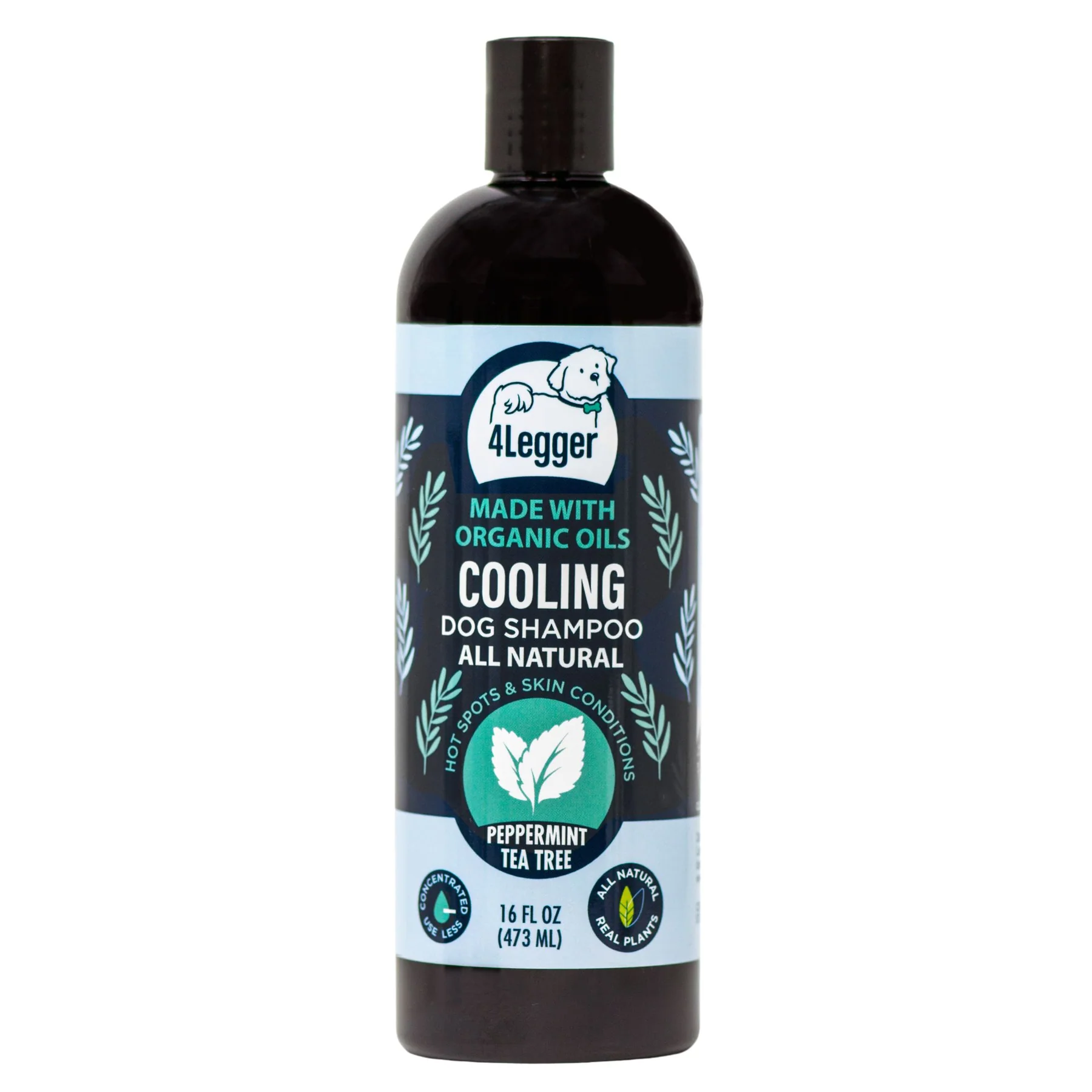 4Legger Cooling, Tea Tree USDA Certified Organic Shampoo (8oz) | Yeast & Bacteria Skin Shampoo for Dogs