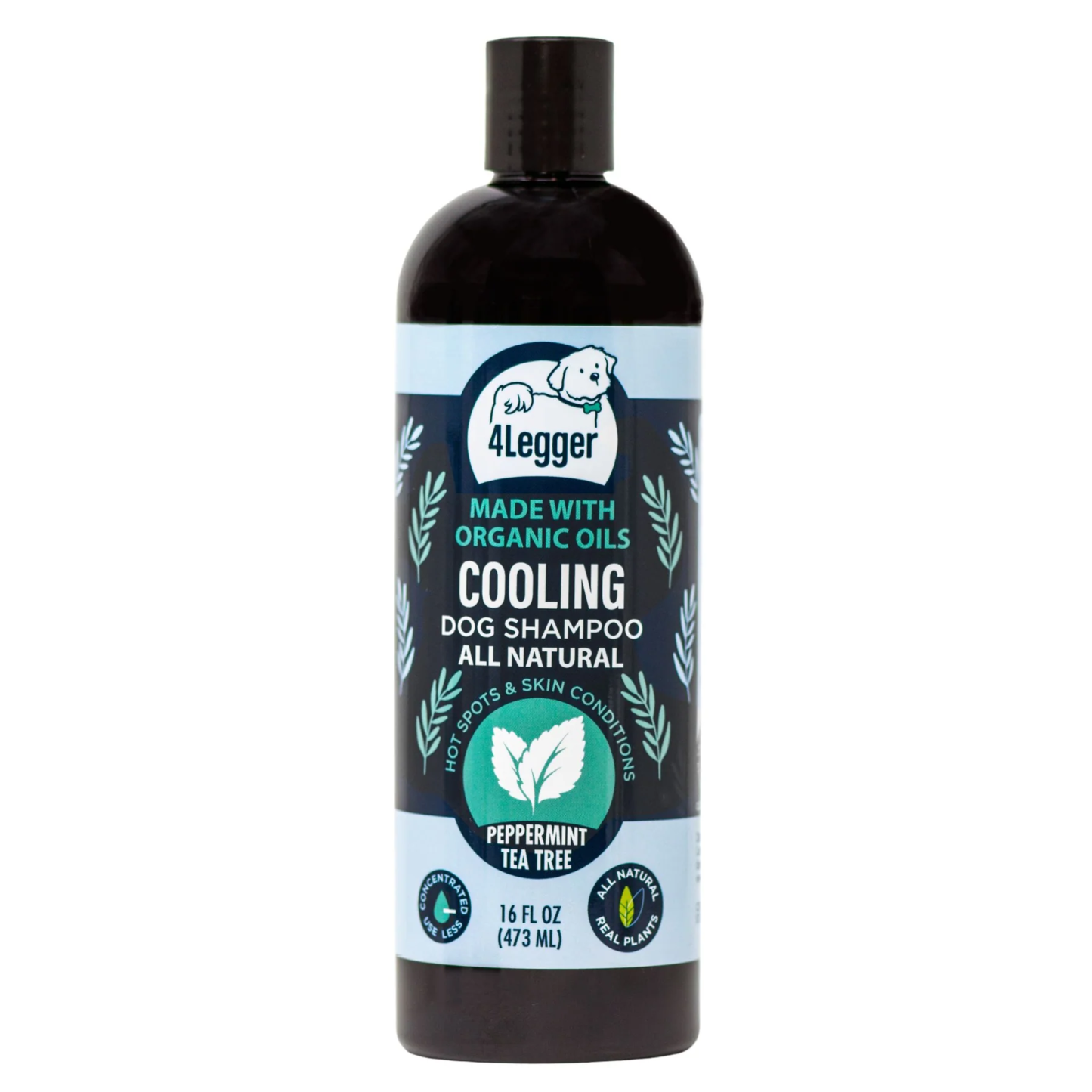 4Legger Cooling, Tea Tree USDA Certified Organic Shampoo (8oz) | Yeast & Bacteria Skin Shampoo for Dogs