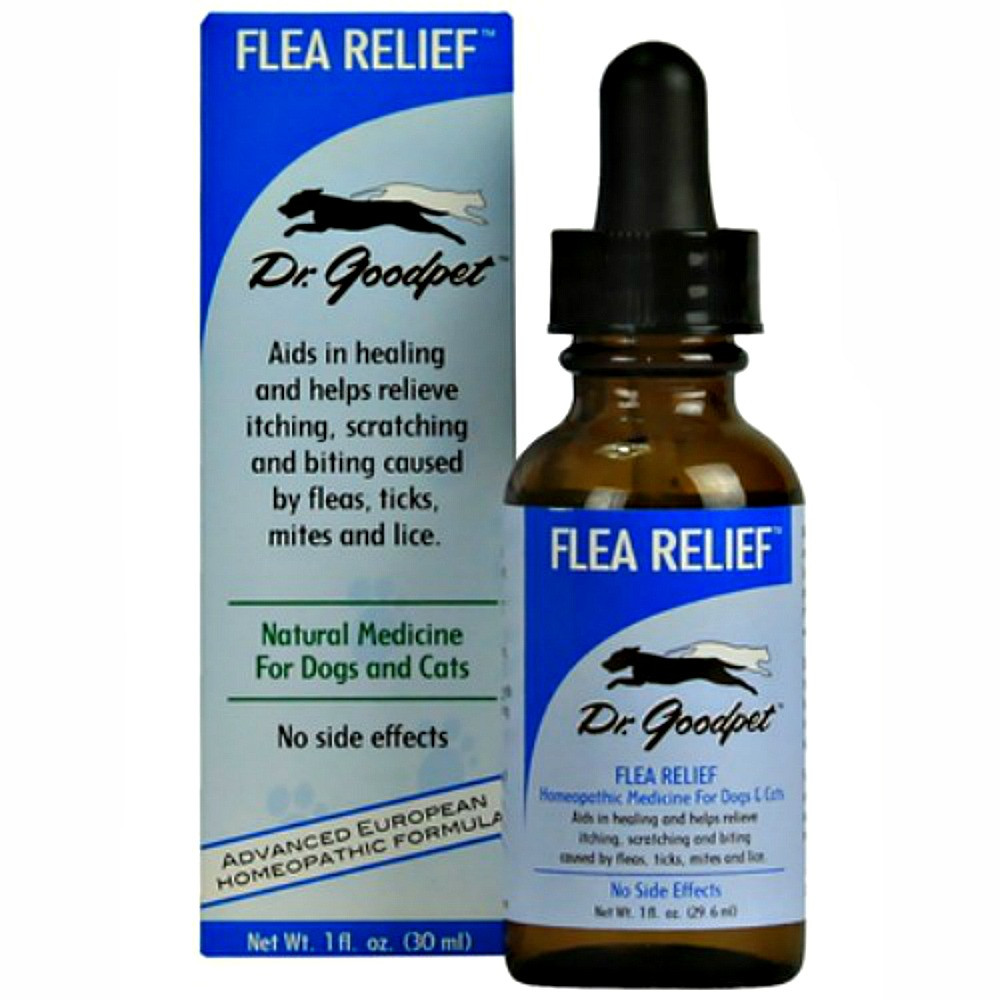 Dr Goodpet Flea Relief (1oz) Natural Flea Tick Mite Itch Support for Dogs and Cats