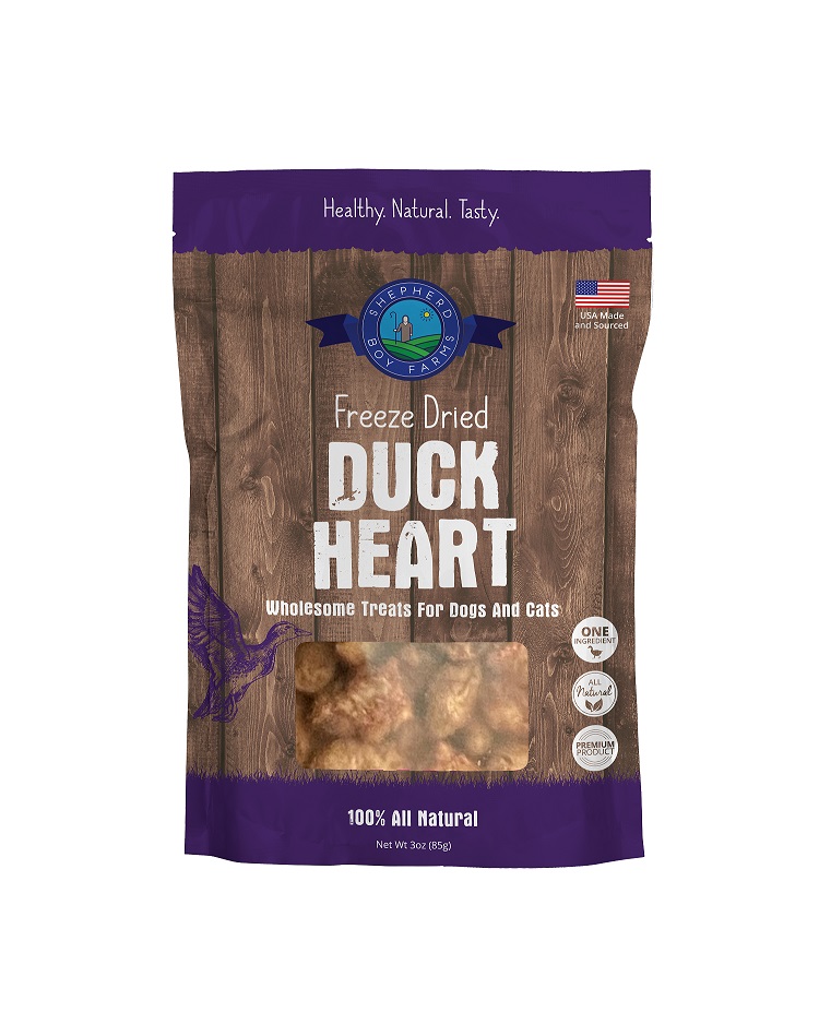 Shepherd Boy Farms Duck Heart | Freeze-Dried Treats Whole Food Toppers For Dogs and Cats | Premium Pet Treats