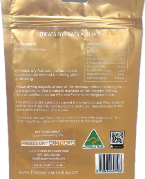 Freeze Dry Australia Chicken Liver | Freeze-Dried Treats Whole Food Toppers For Dogs and Cats | Premium Pet Treats