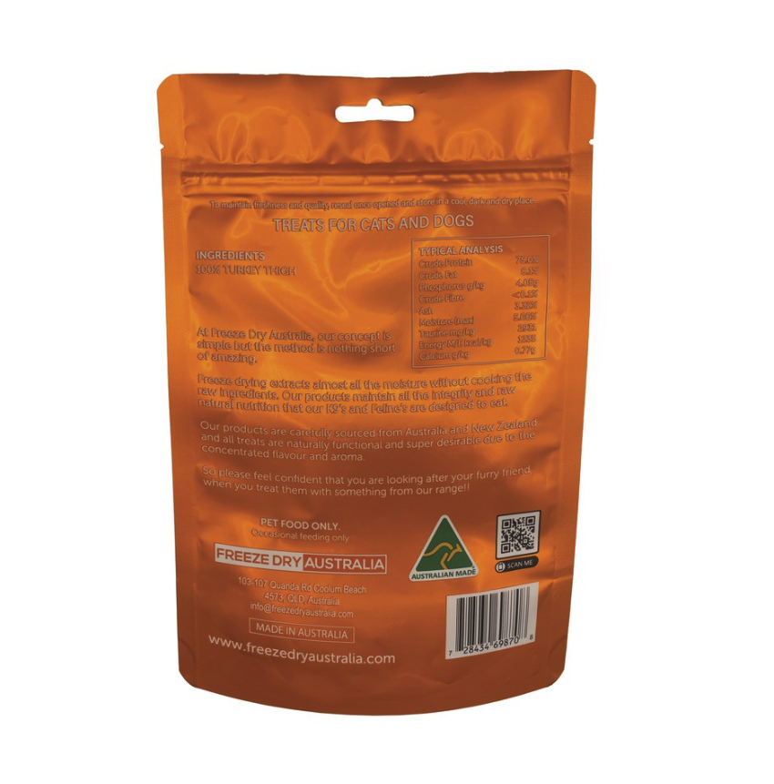Freeze Dry Australia Turkey Dice | Freeze-Dried Treats Whole Food Toppers For Dogs and Cats | Premium Pet Treats
