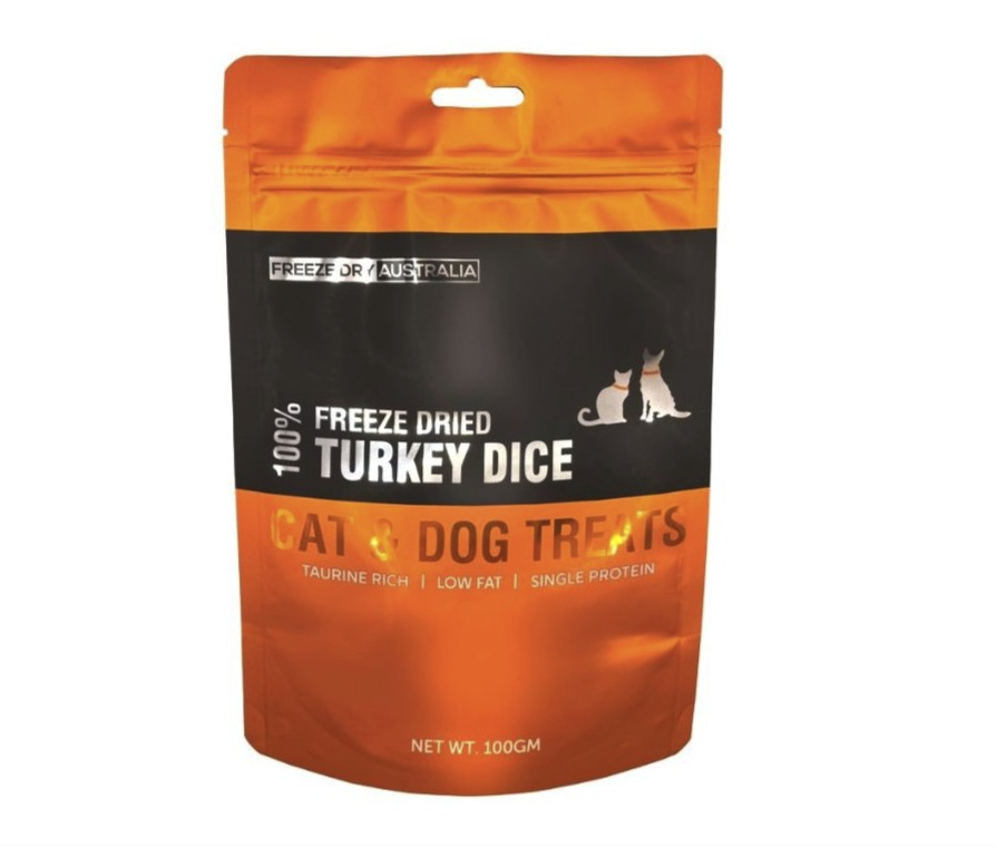 Freeze Dry Australia Turkey Dice | Freeze-Dried Treats Whole Food Toppers For Dogs and Cats | Premium Pet Treats