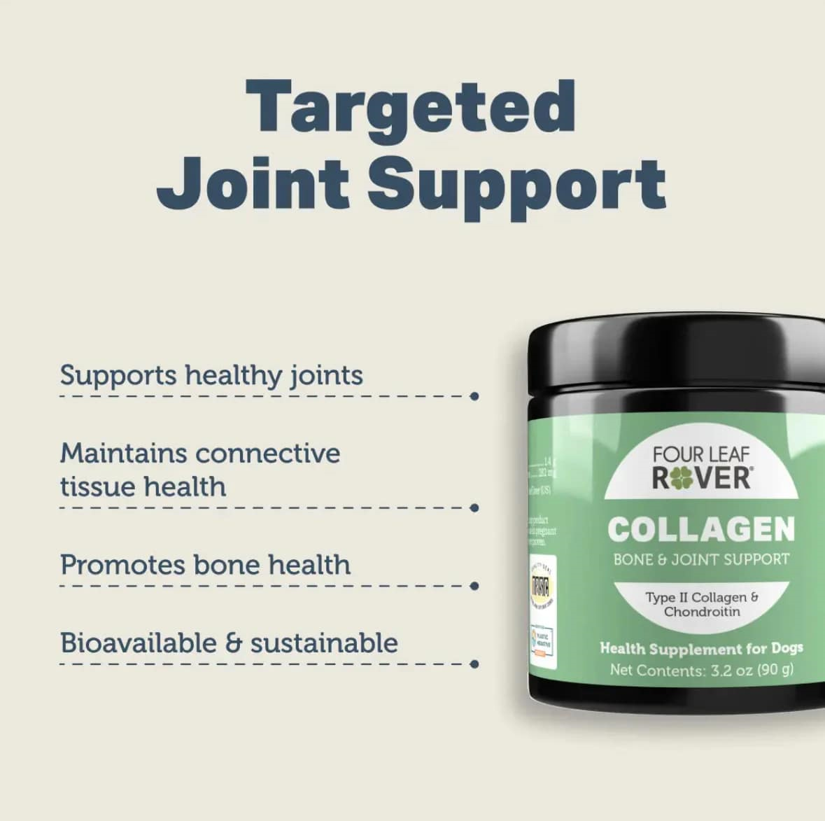Four Leaf Rover Collagen | Joint Gut Skin Support | Holistic Healthcare for Dogs