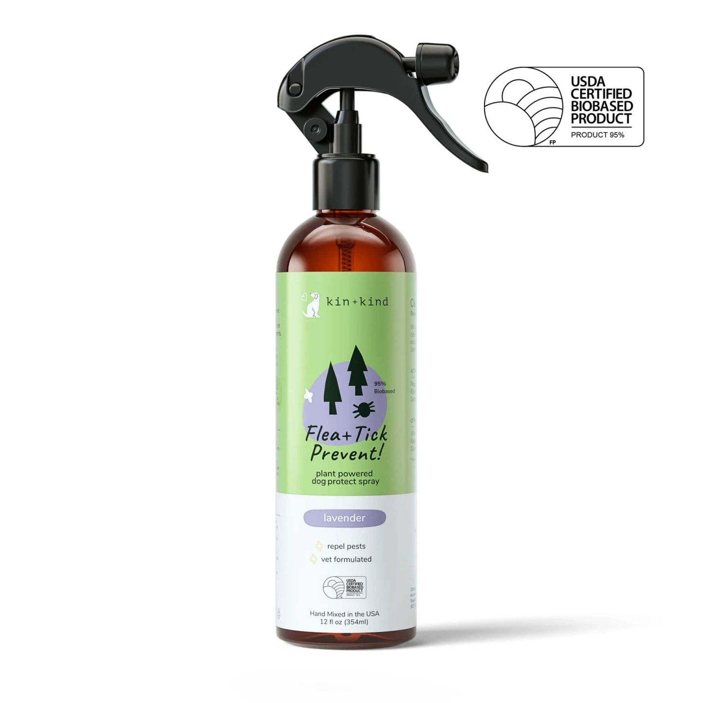 Kin & Kind Flea Tick Protect Spray - Lavender | Anti-Flea, Tick & Mosquito Spray For Dogs | Natural Pet Grooming Essentials