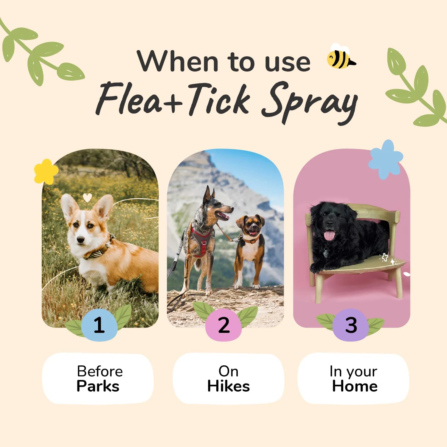 Kin & Kind Flea Tick Protect Spray - Lavender | Anti-Flea, Tick & Mosquito Spray For Dogs | Natural Pet Grooming Essentials