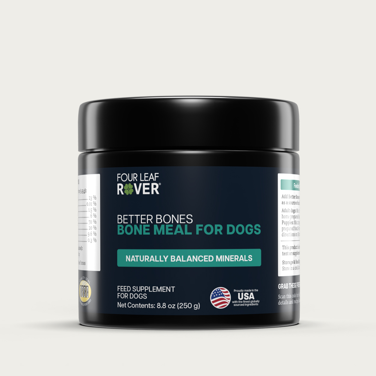 Four Leaf Rover Better Bones (8.8oz) Bone Joint Calcium Phosphorus Support Vet Formulated Natural for Dogs