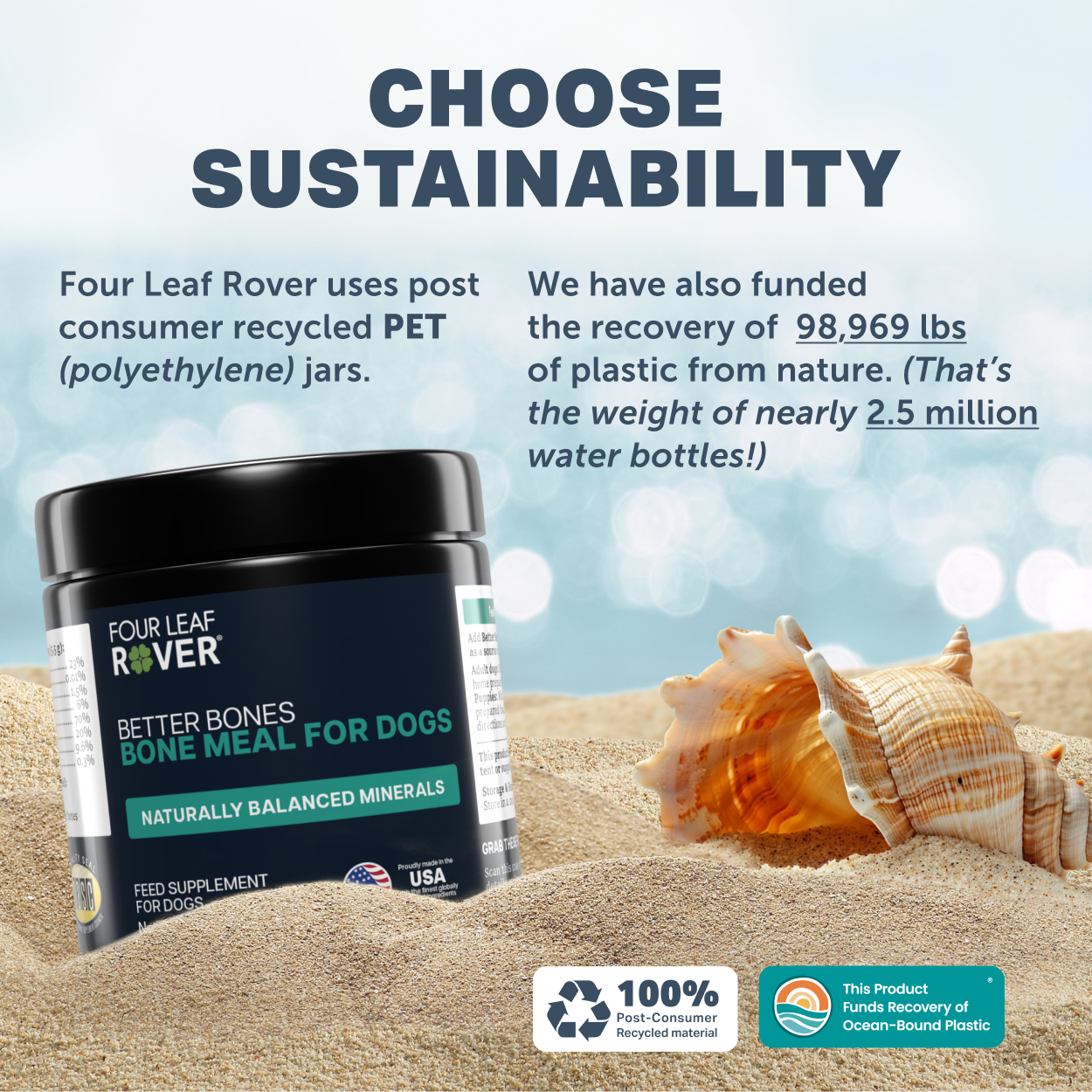 Four Leaf Rover Better Bones (8.8oz) Bone Joint Calcium Phosphorus Support Vet Formulated Natural for Dogs