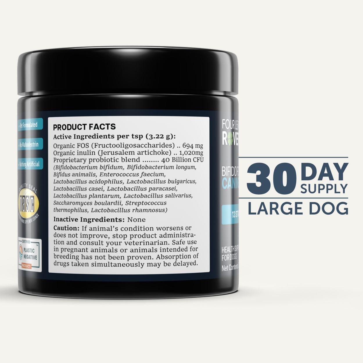Four Leaf Rover Bifido For Fido (1.7oz) Daily Probiotics Gut Health Support Vet Formulated for Dogs