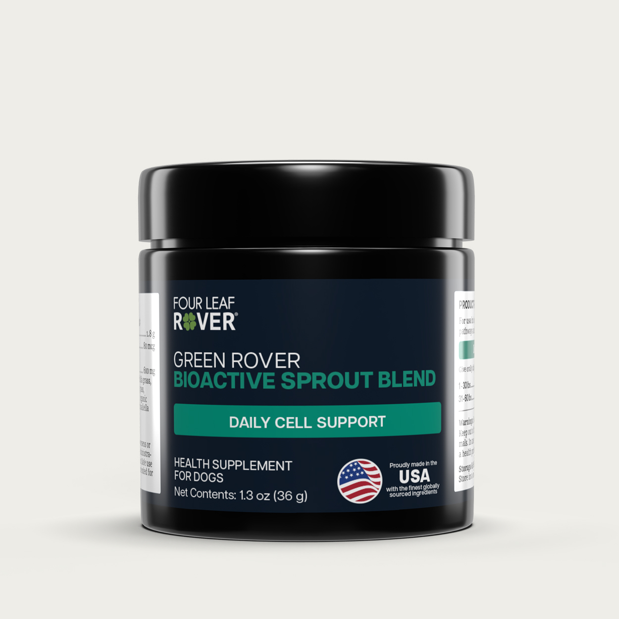 Four Leaf Rover Green Rover (1.4oz) Greens Antioxidant Gut Immune Detox Support Vet Formulated for Dogs