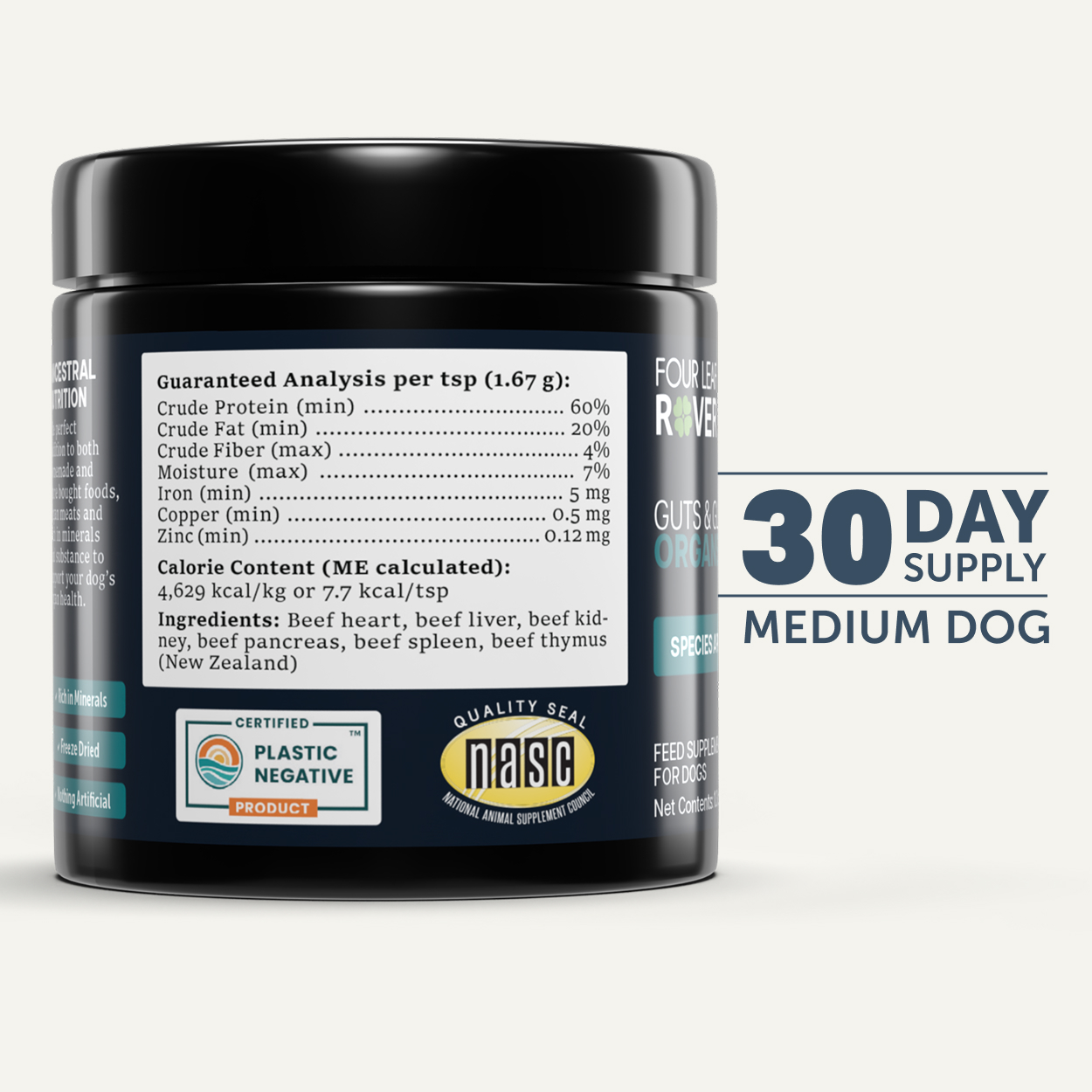 Four Leaf Rover Guts & Glory (1.5oz) Organ Glandular Whole Food Support Vet Formulated Natural for Dogs