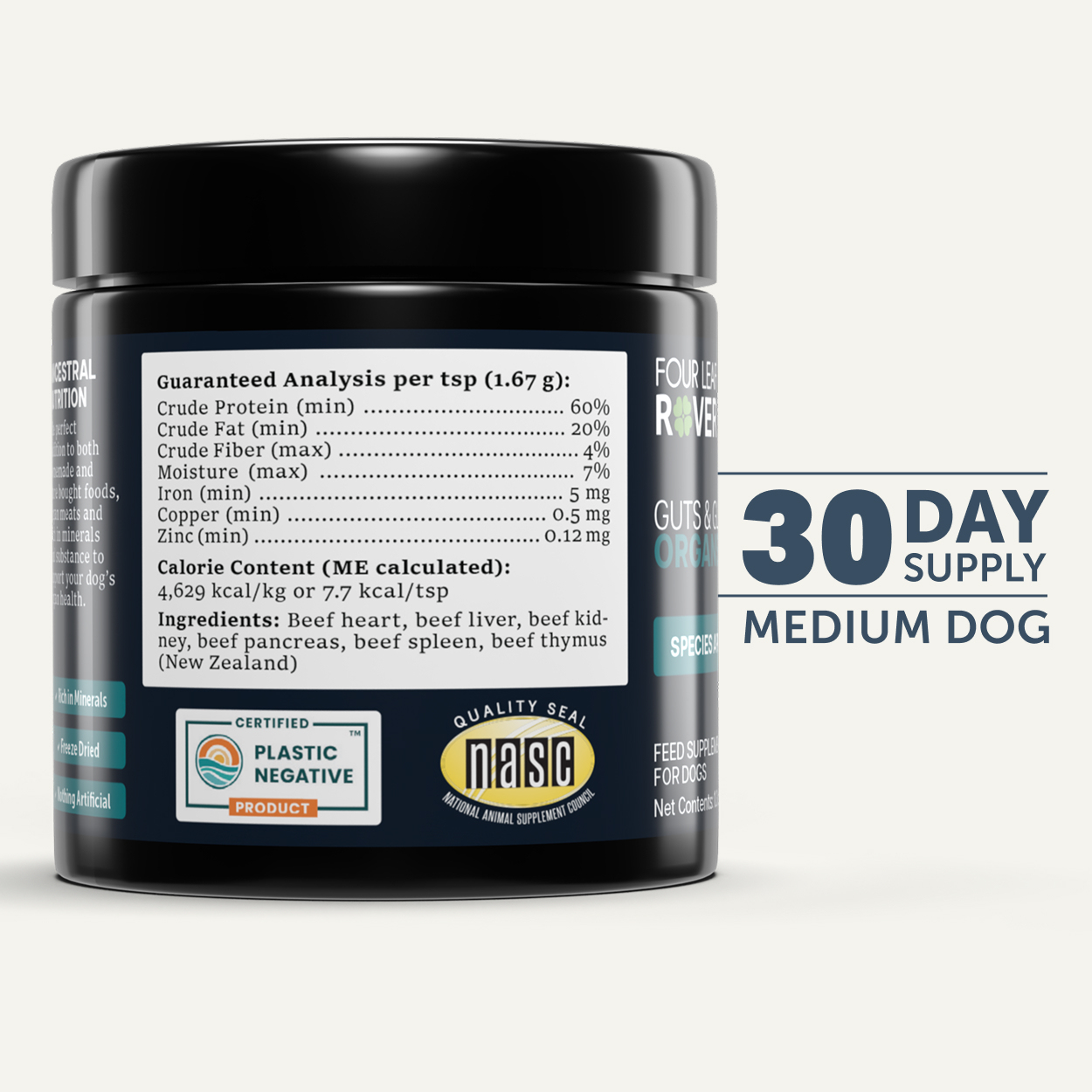 Four Leaf Rover Guts & Glory (1.5oz) Organ Glandular Whole Food Support Vet Formulated Natural for Dogs