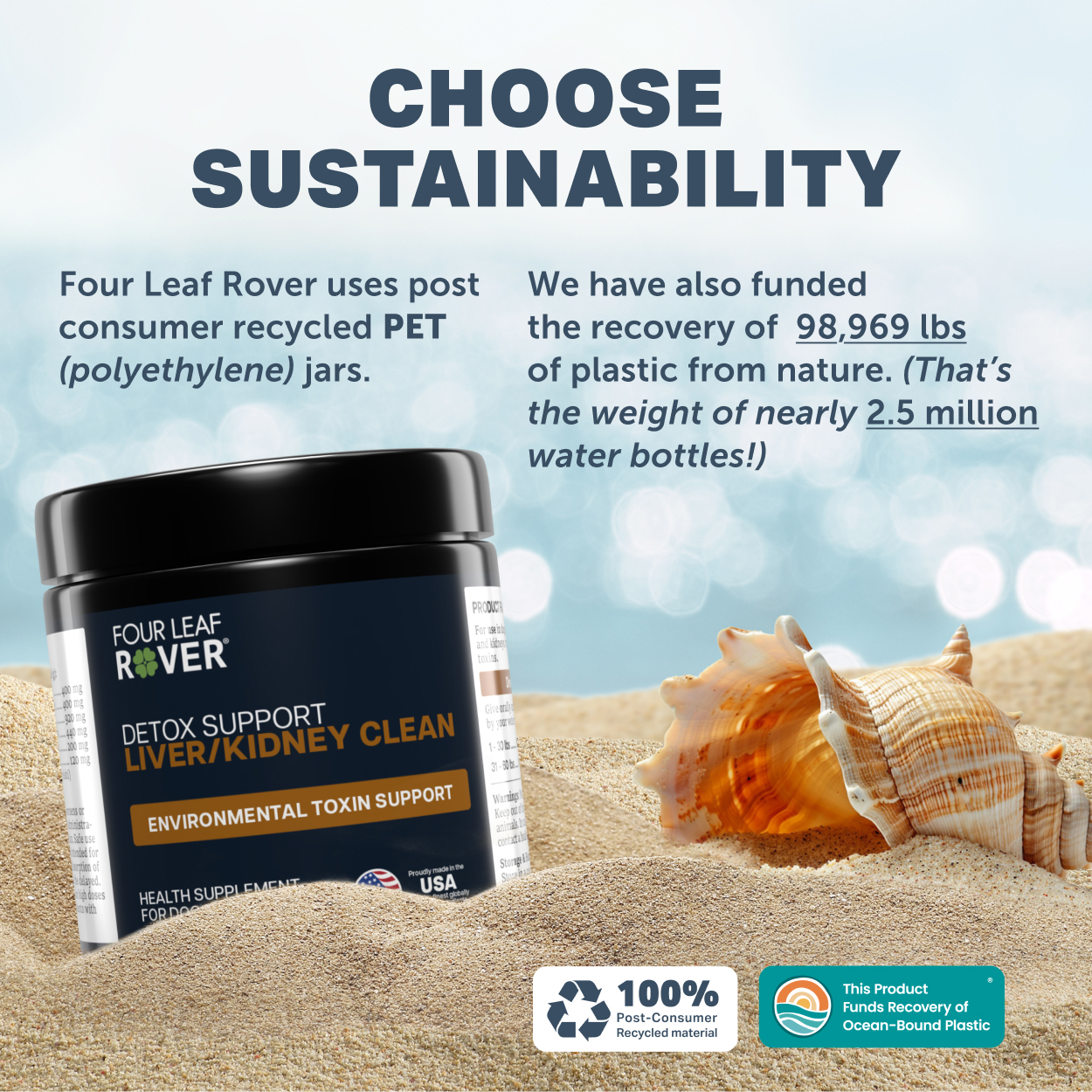 Four Leaf Rover Liver Kidney Clean (1.3oz) Liver Kidney Detox Cleanse Support Vet Formulated for Dogs