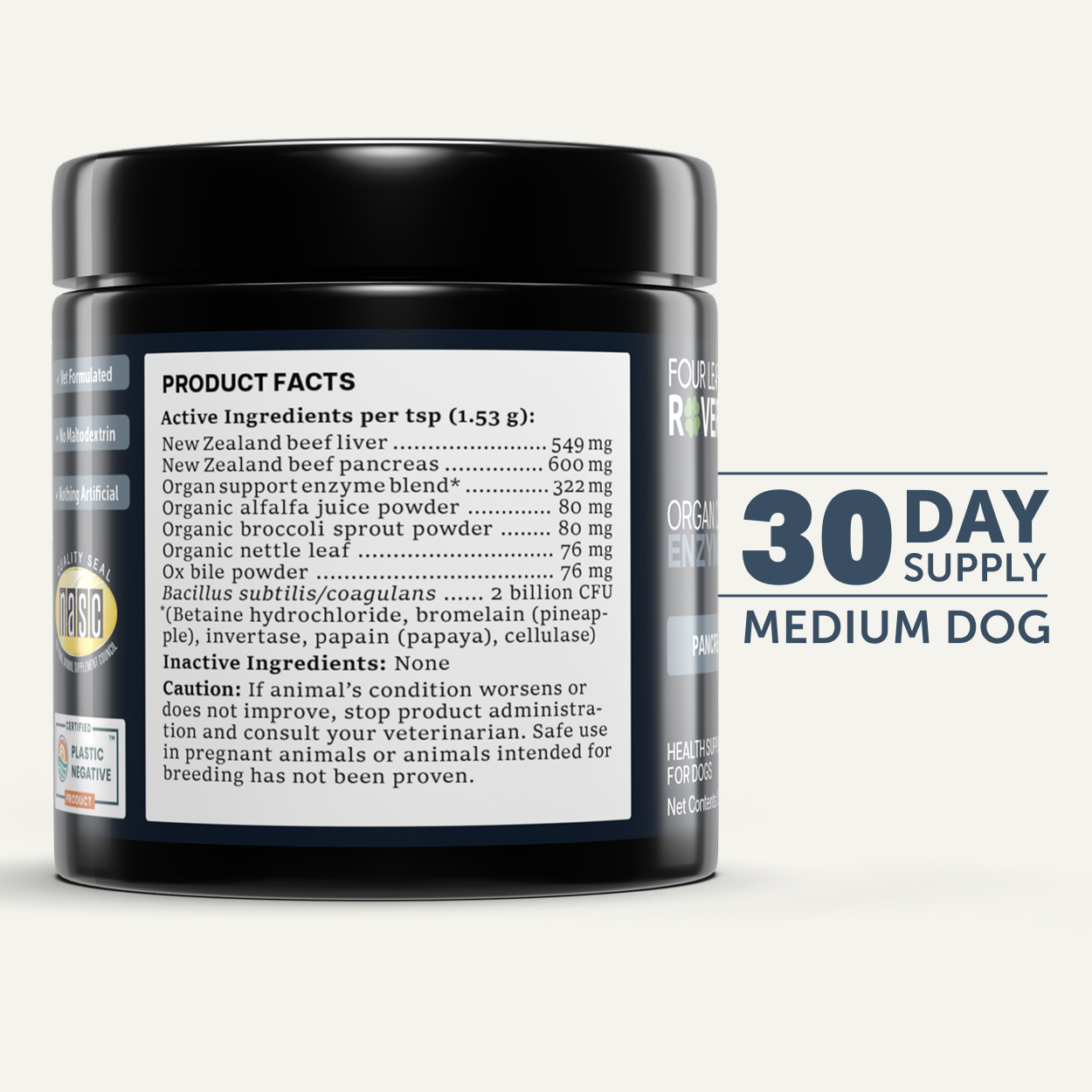 Four Leaf Rover Digest (1.6oz) Probiotics Digestive Enzyme Gut Support Vet Formulated for Dogs
