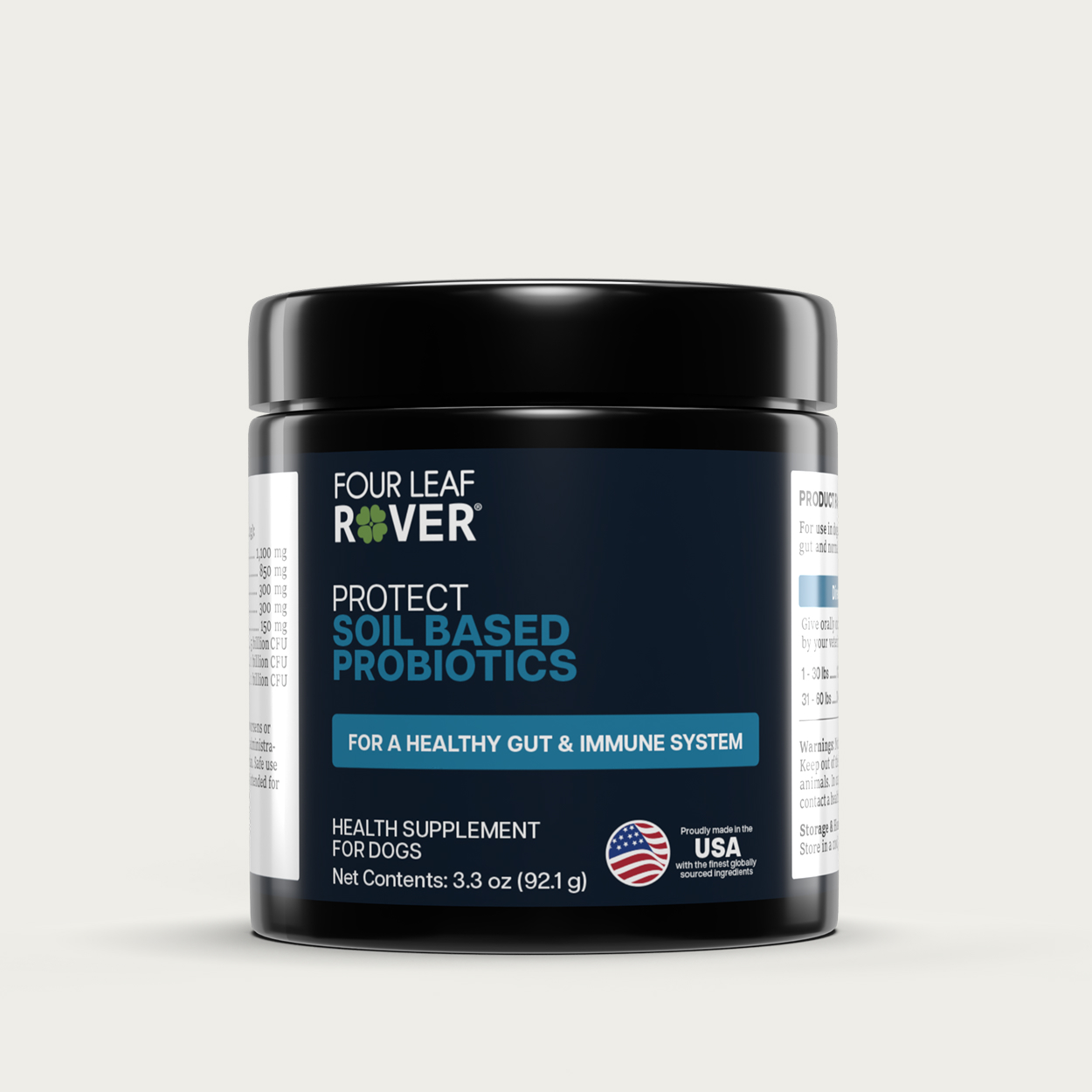 Four Leaf Rover Protect (3.3oz & 6.5oz) Daily Probiotics Gut Immune Support Vet Formulated for Dogs