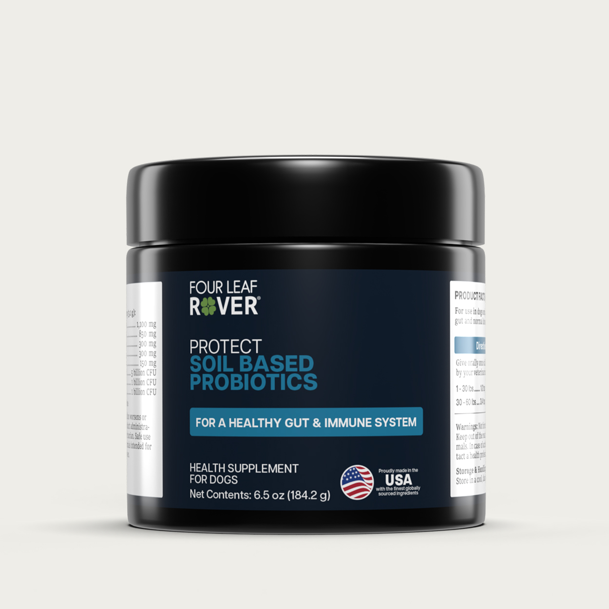 Four Leaf Rover Protect (3.3oz & 6.5oz) Daily Probiotics Gut Immune Support Vet Formulated for Dogs