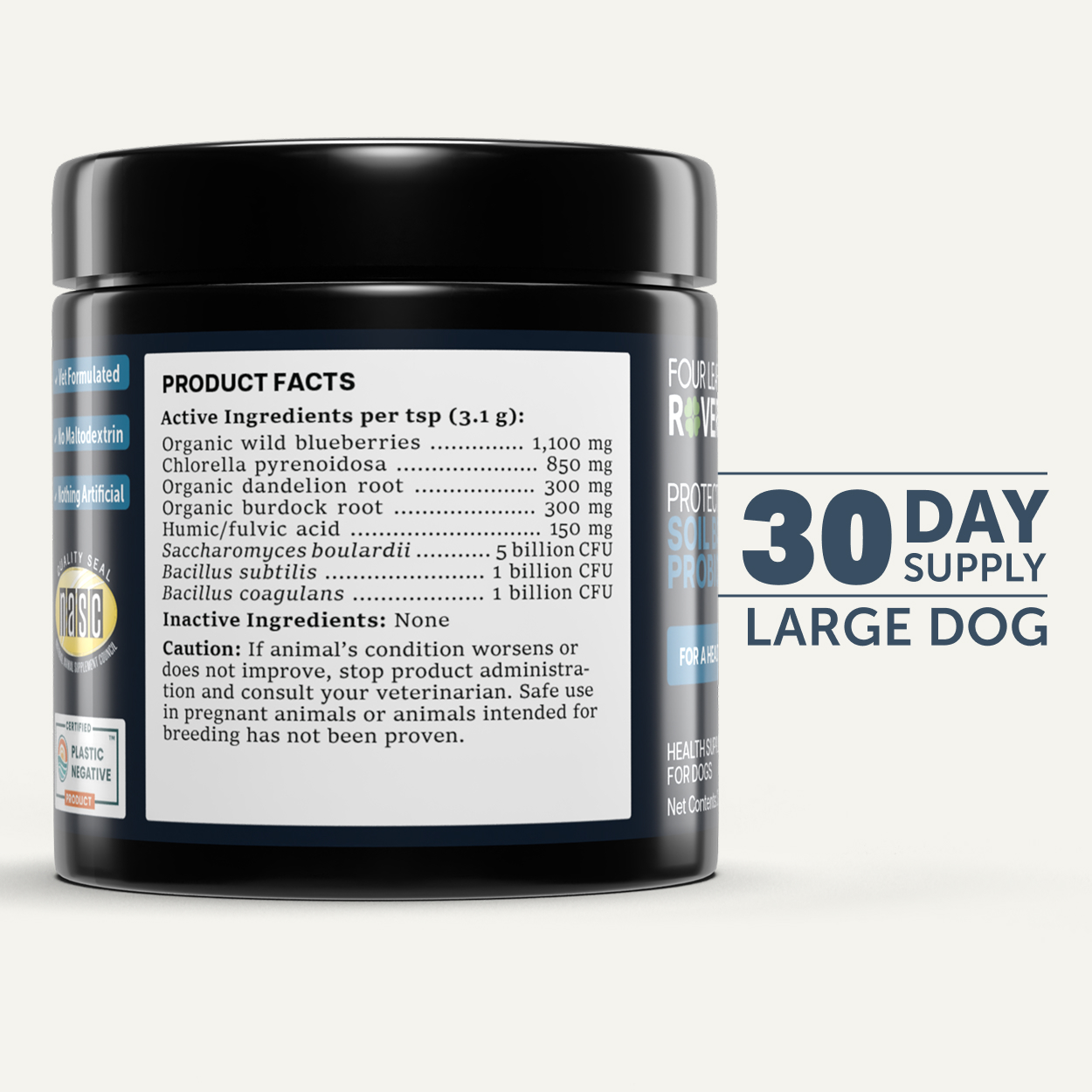Four Leaf Rover Protect (3.3oz & 6.5oz) Daily Probiotics Gut Immune Support Vet Formulated for Dogs