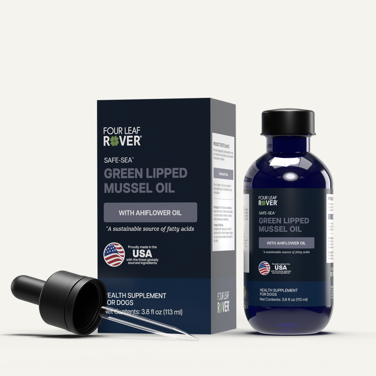 Four Leaf Rover Safe-Sea (3.8oz) Omega 3 EPA DHA Skin Coat Heart Brain Support Vet Formulated for Dogs
