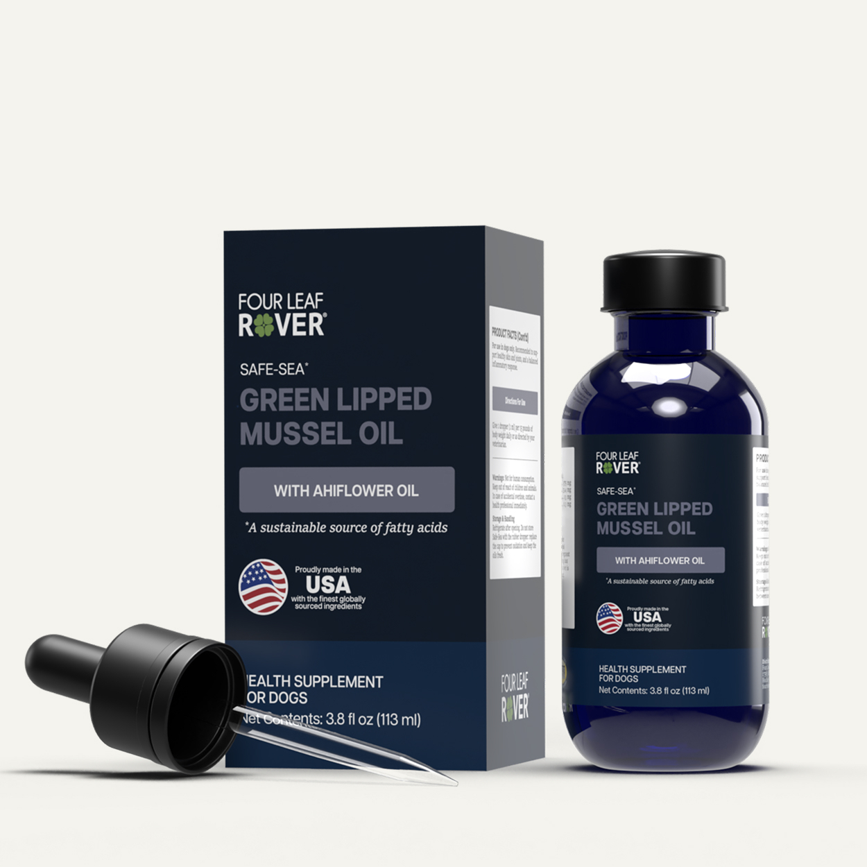 Four Leaf Rover Safe-Sea (3.8oz) Omega 3 EPA DHA Skin Coat Heart Brain Support Vet Formulated for Dogs