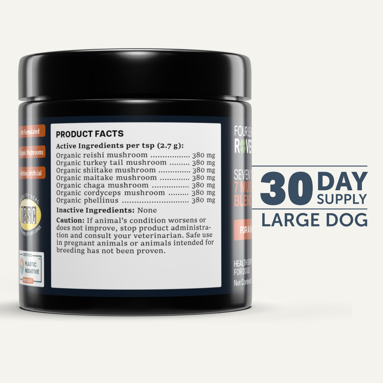 Four Leaf Rover Seven Shrooms (2.8oz) Mushroom Immune Cancer Support Vet Formulated for Dogs