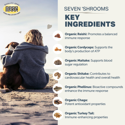 Four Leaf Rover Seven Shrooms (2.8oz) Mushroom Immune Cancer Support Vet Formulated for Dogs