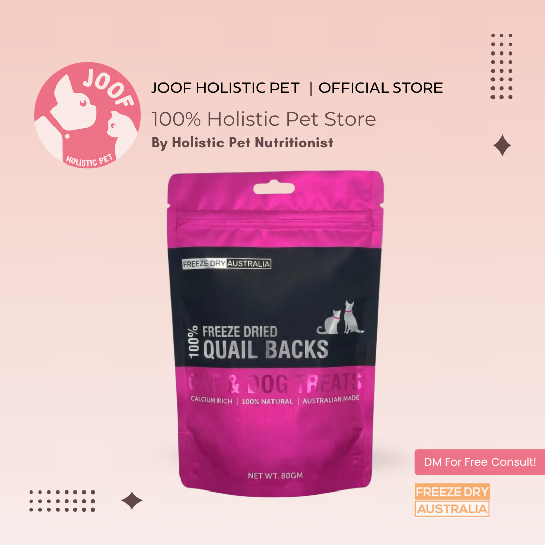 Freeze Dry Australia Quail Backs (80g) Freeze Dried Raw Meaty Bone Dental Chew Treat for Dogs and Cats