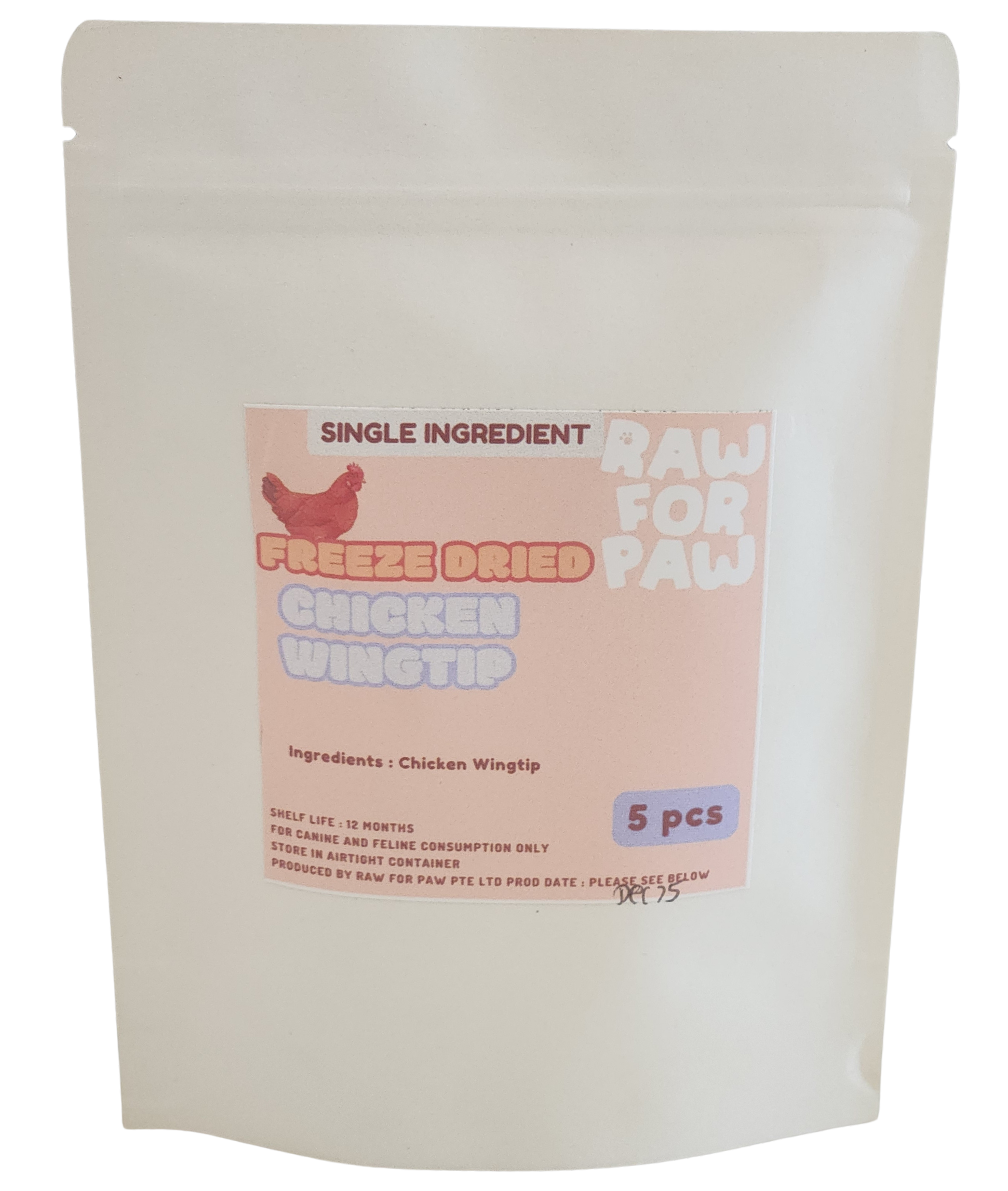 Raw for Paw Freeze Dried Chicken Wing Tip 5pc | Freeze-Dried Treats Whole Food Toppers For Dogs and Cats | Premium Pet Treats