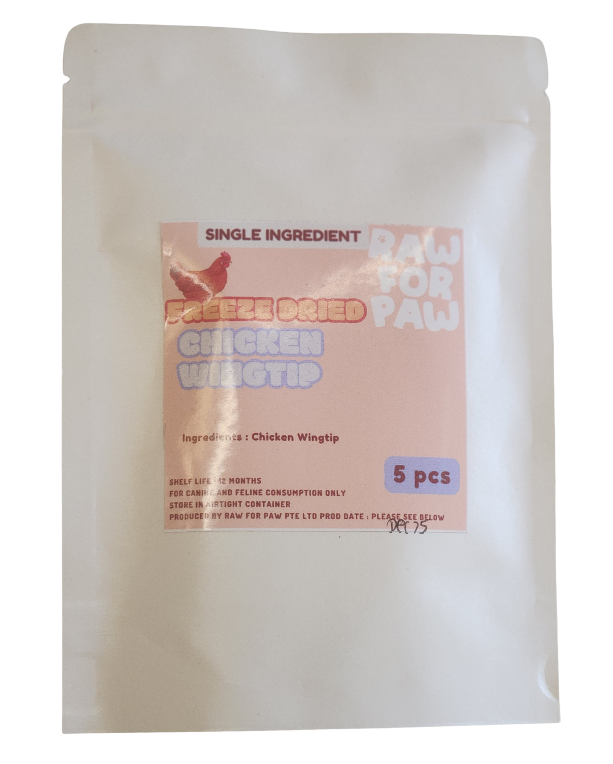 Raw for Paw Freeze Dried Chicken Wing Tip 5pc | Freeze-Dried Treats Whole Food Toppers For Dogs and Cats | Premium Pet Treats