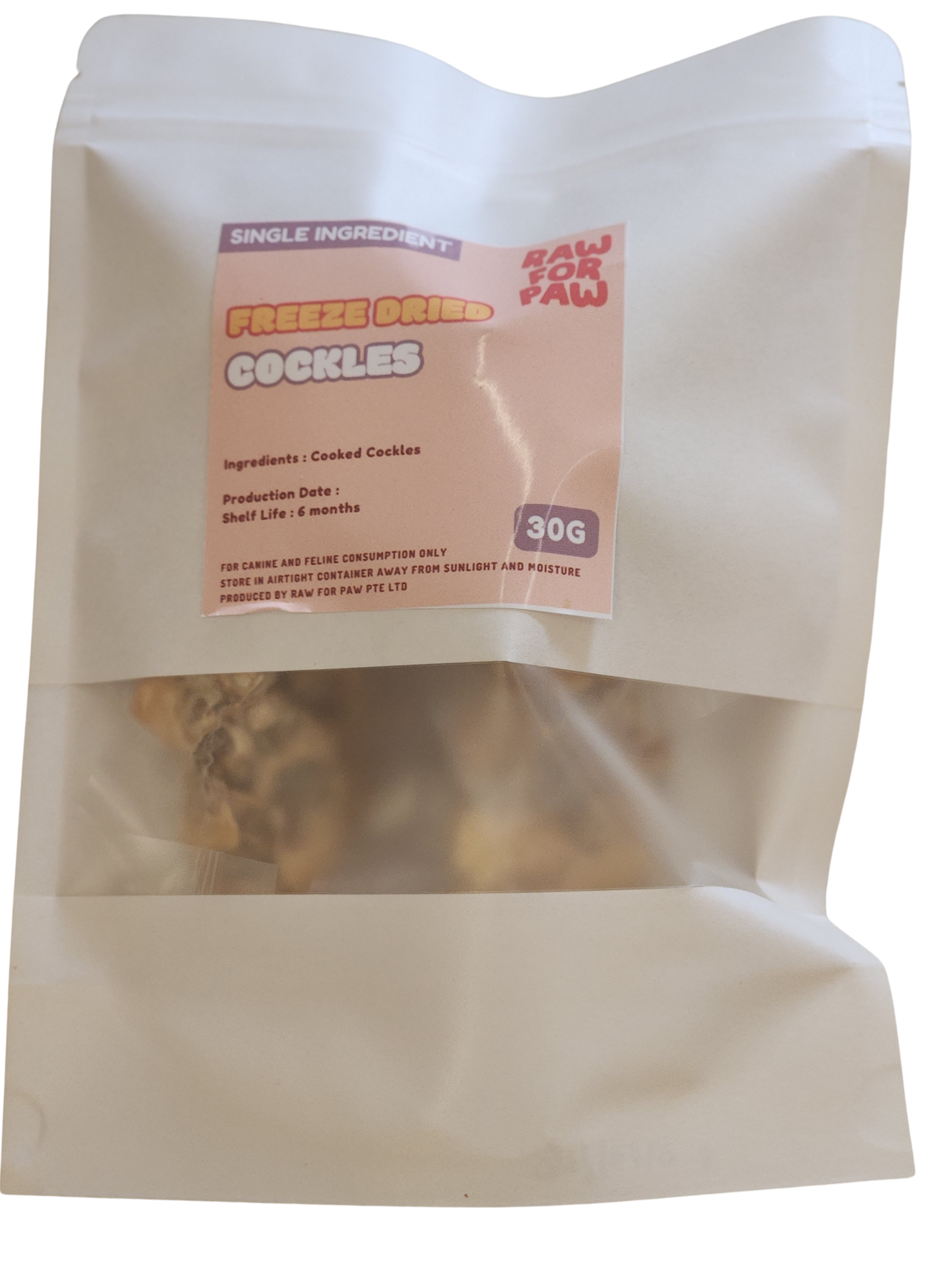 Raw for Paw Freeze Dried Cockles 30g | Freeze-Dried Treats Whole Food Toppers For Dogs and Cats | Premium Pet Treats