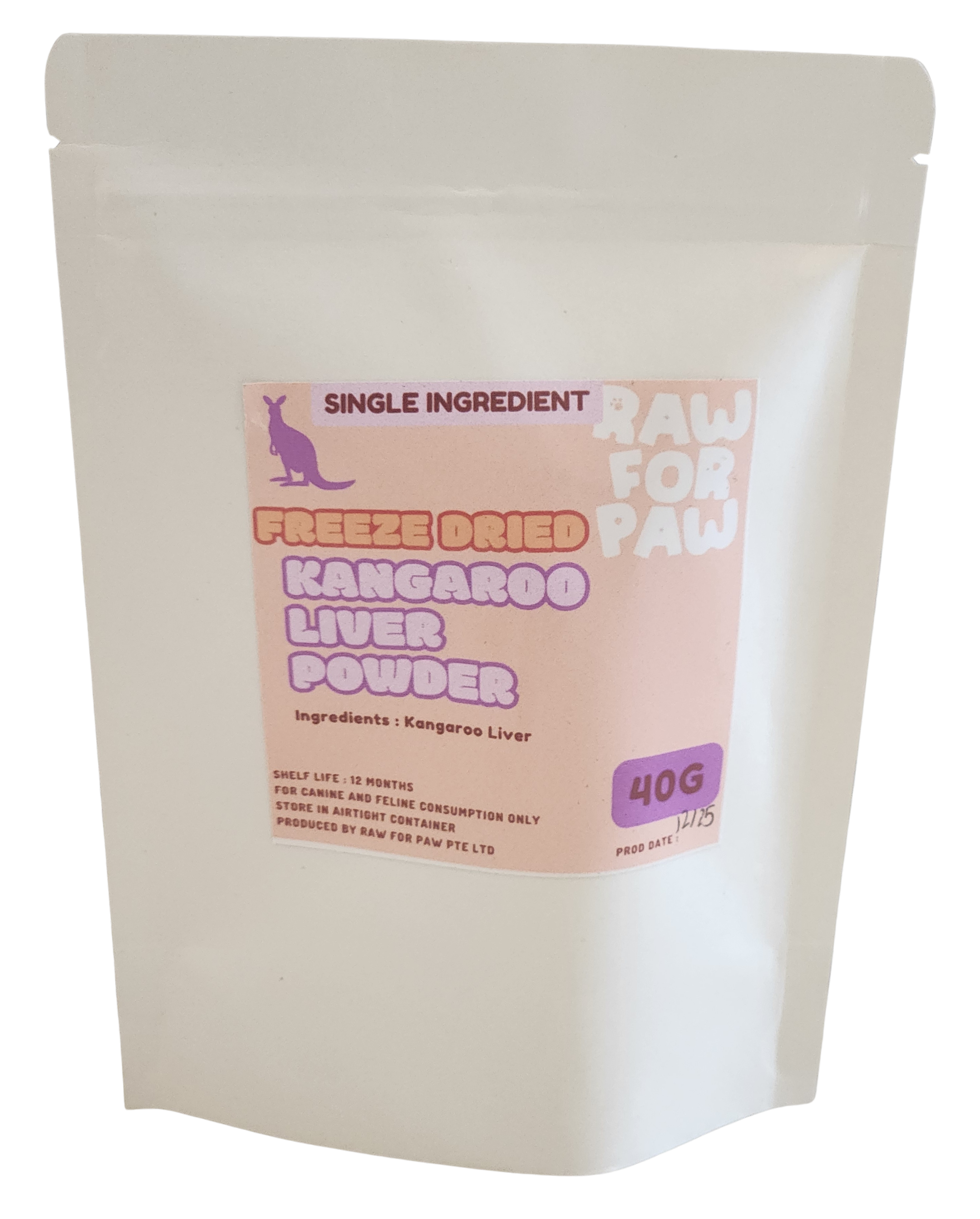 Raw for Paw Freeze Dried Wild-Caught Kangaroo Liver Powder 40g | Freeze-Dried Whole Food Toppers For Dogs and Cats | Premium Pet Food