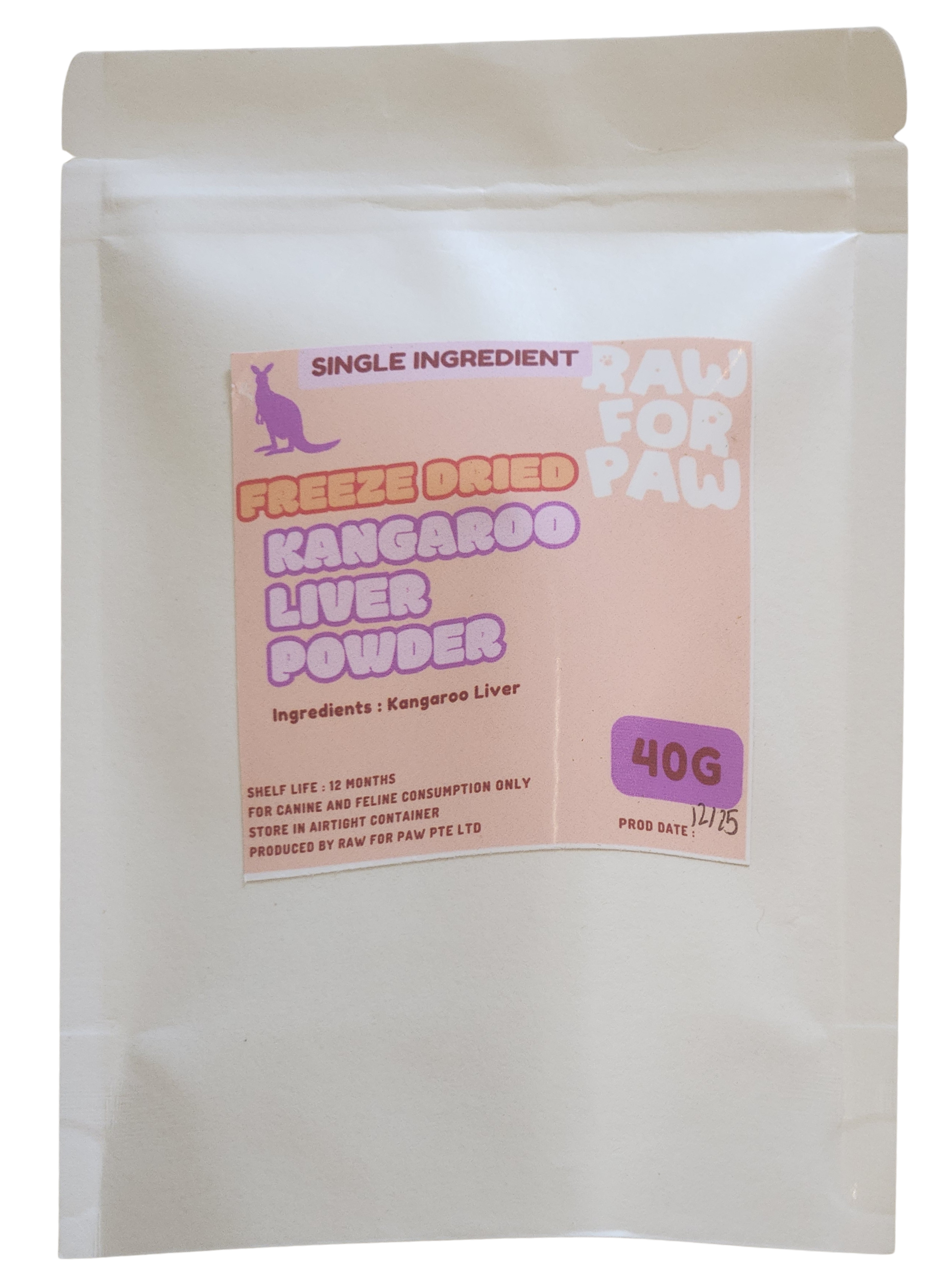 Raw for Paw Freeze Dried Wild-Caught Kangaroo Liver Powder 40g | Freeze-Dried Whole Food Toppers For Dogs and Cats | Premium Pet Food