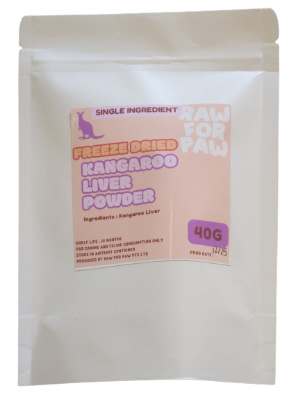 Raw for Paw Freeze Dried Wild-Caught Kangaroo Liver Powder 40g | Freeze-Dried Whole Food Toppers For Dogs and Cats | Premium Pet Food