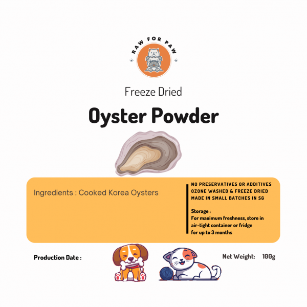 Raw for Paw Freeze Dried Oyster Sprinkles (30g) Zinc Mineral Immune Food Topper for Dogs and Cats