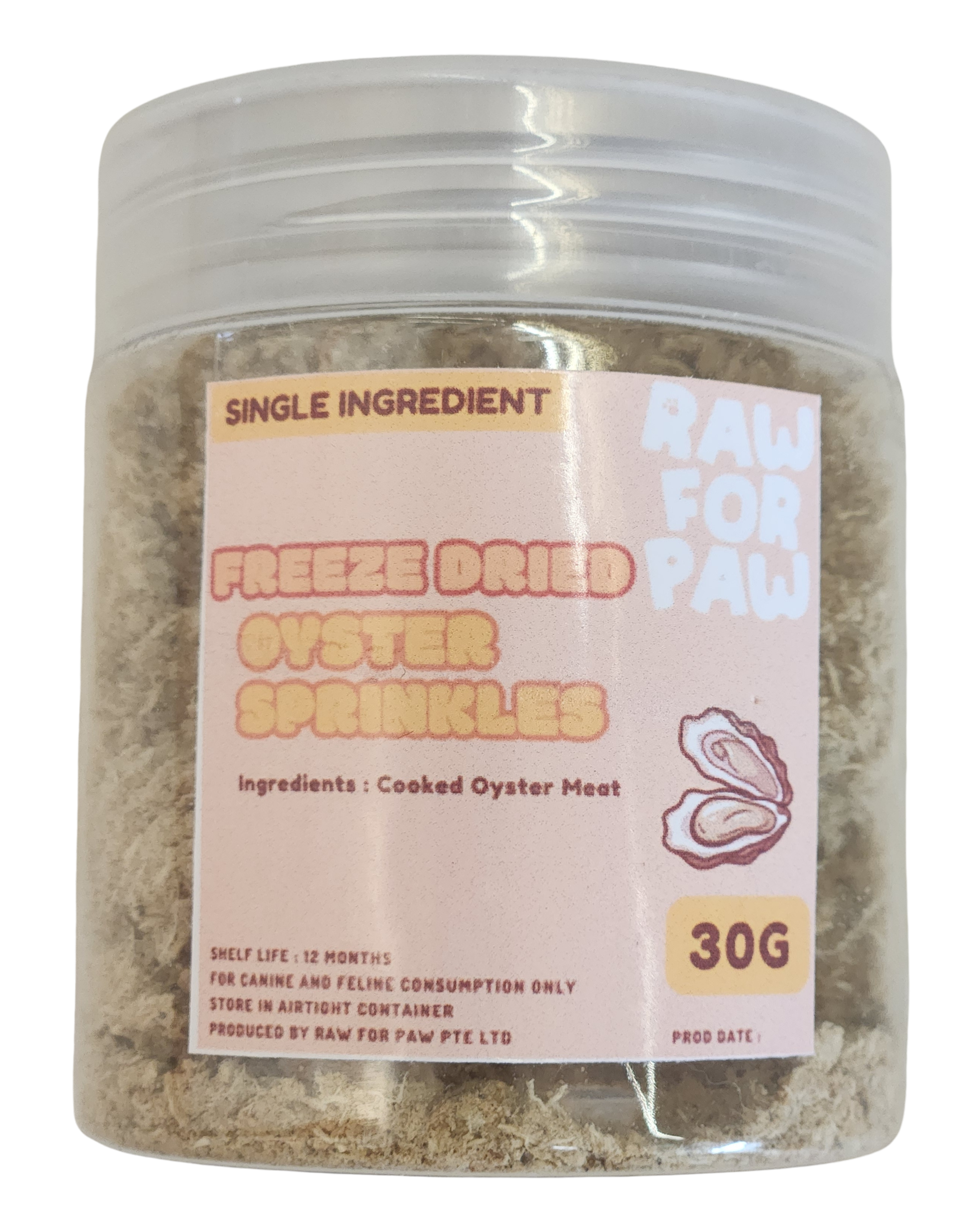 Raw for Paw Freeze Dried Oyster Sprinkles 30g | Freeze-Dried Treats Whole Food Toppers For Dogs and Cats | Premium Pet Treats