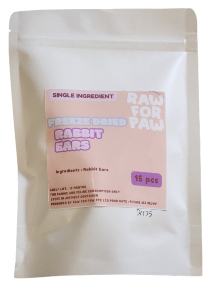 Raw for Paw Freeze Dried Wild-Caught Rabbit Ears 15pc | Freeze-Dried Treats Whole Food Toppers For Dogs and Cats | Premium Pet Treats
