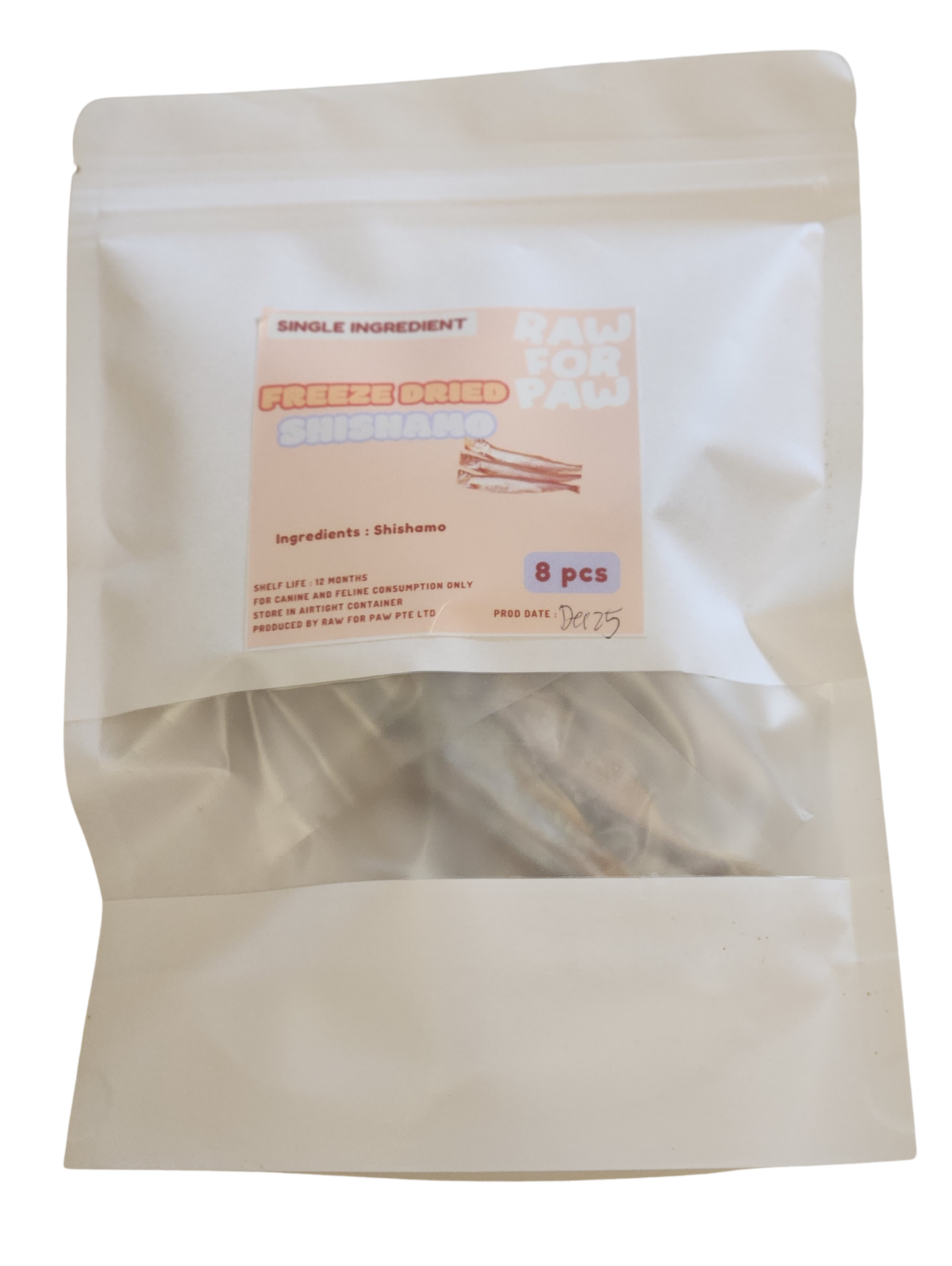 Raw for Paw Freeze Dried Shishamo 8pc | Freeze-Dried Treats Whole Food Toppers For Dogs and Cats | Premium Pet Treats