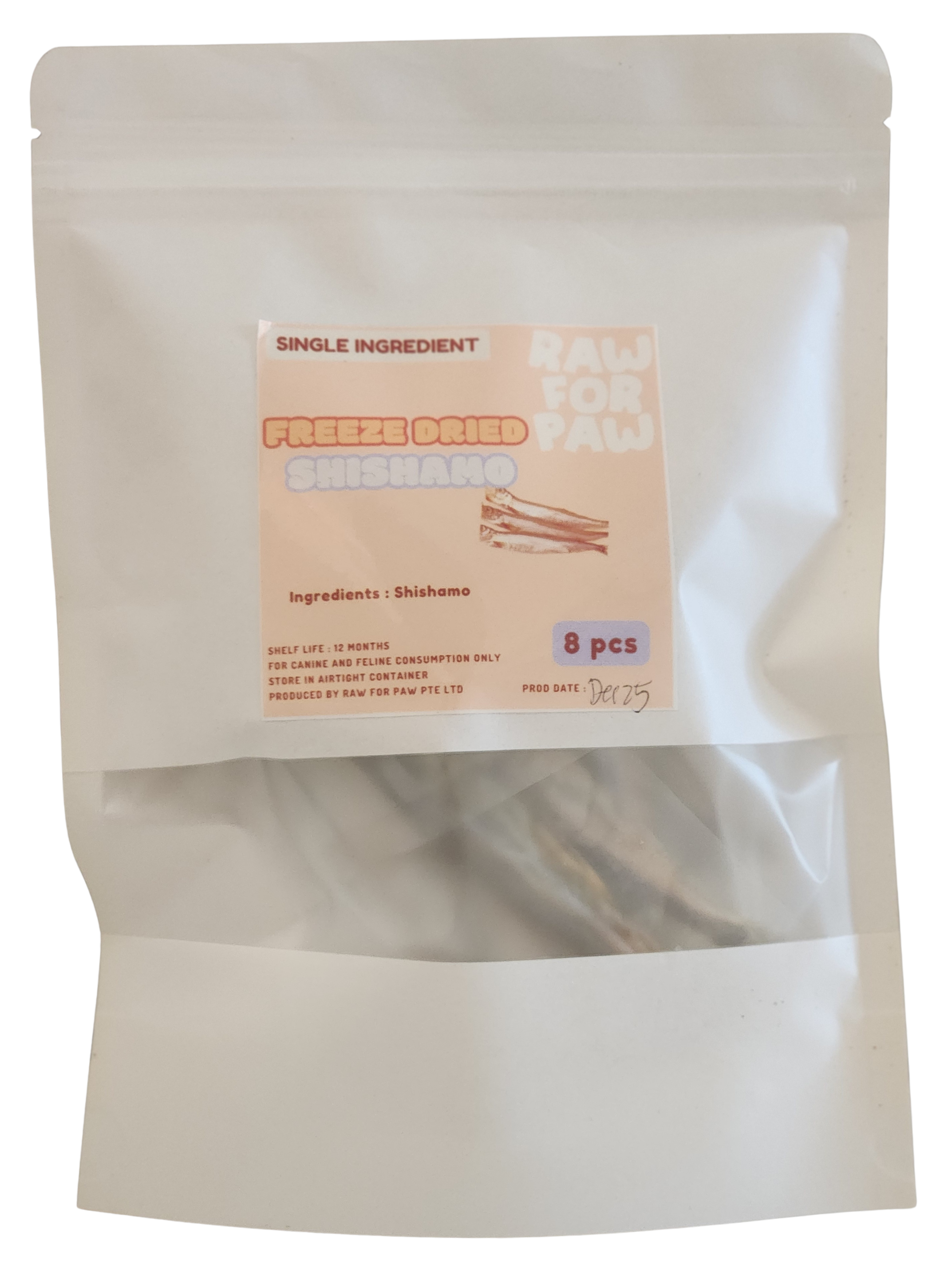 Raw for Paw Freeze Dried Shishamo 8pc | Freeze-Dried Treats Whole Food Toppers For Dogs and Cats | Premium Pet Treats