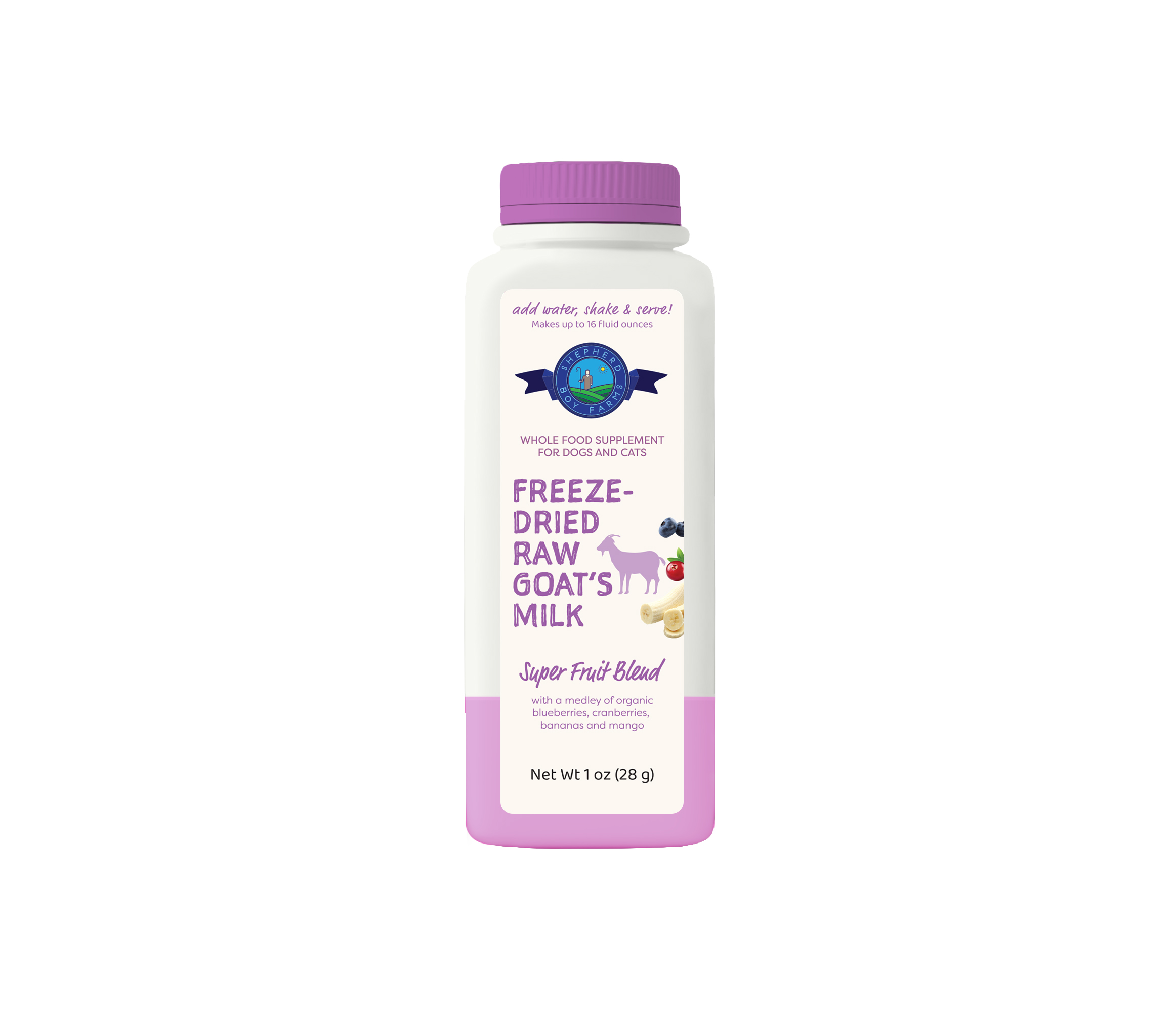 Shepherd Boy Farms Super Fruit Blend Raw Goat's Milk | Freeze-Dried Whole Food Toppers For Dogs and Cats | Premium Pet Food